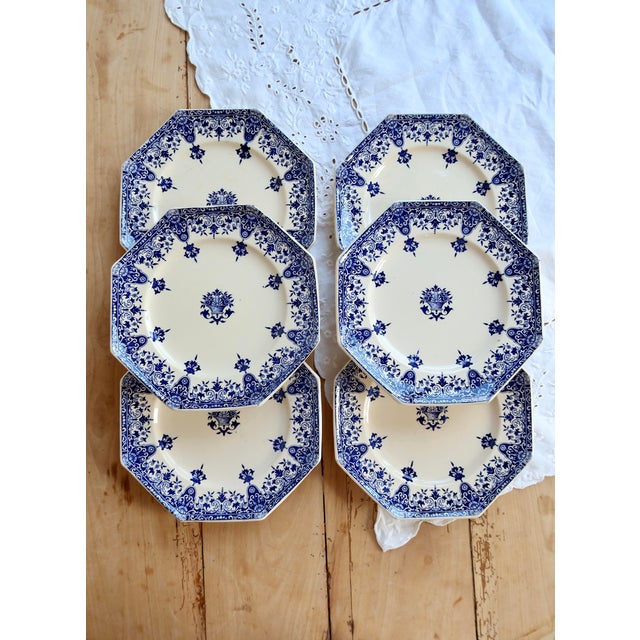 Antique Longchamp Ironstone Dessert Plates by Rouen, 1890s, Set of 6 For Sale - Image 10 of 10