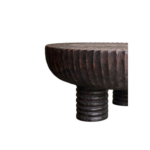 Large Suar Wood Table Espresso Finish, Hand-Carved Detailing, Modern Organic For Sale - Image 6 of 9