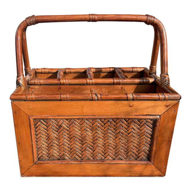 Late 20th Century Condiment Silverware Napkin Sewing Implement Organizational Basket For Sale