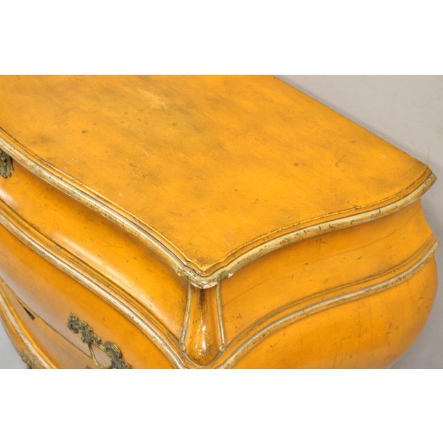 Antique Italian Rococo Louis XV Orange Painted Bombe Commode Chest of Drawers For Sale In Philadelphia - Image 6 of 16