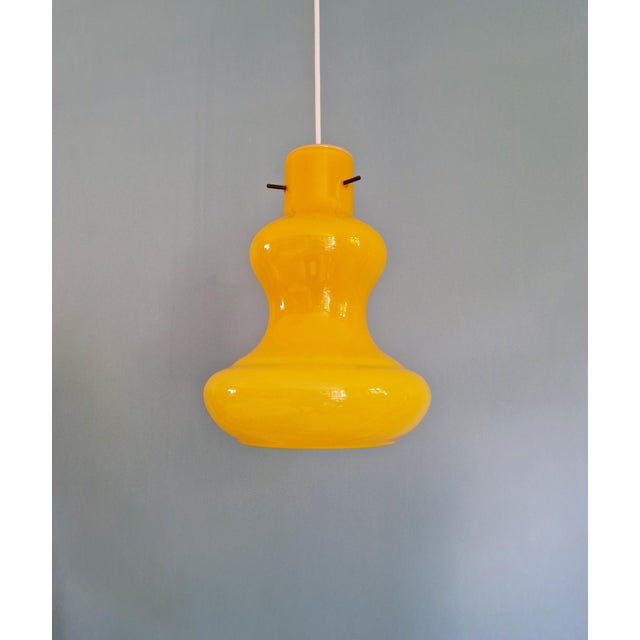 Vintage Yellow Opaline Glass Pendant Light, Italy, 1960s For Sale - Image 14 of 14