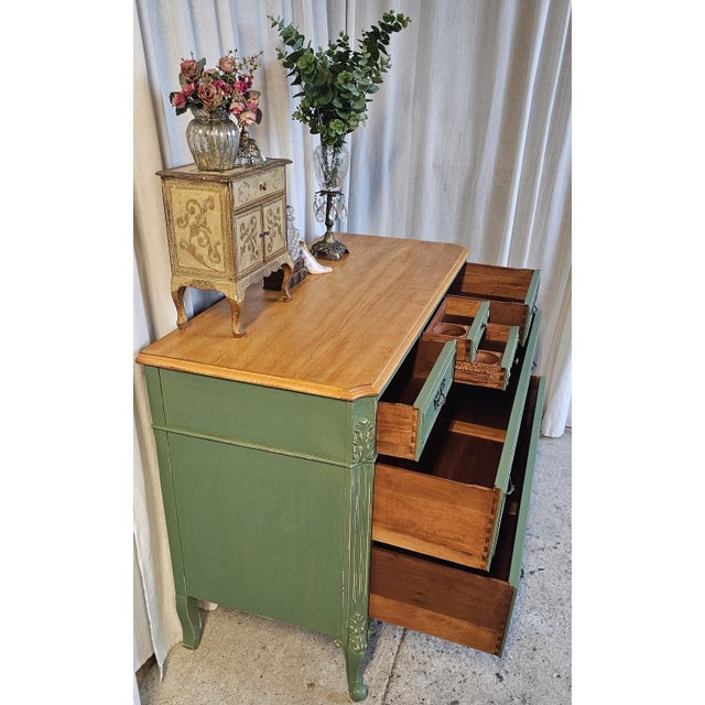 Green French Provencial Dresser, Circa 1930's, Louis XV Style For Sale - Image 15 of 18