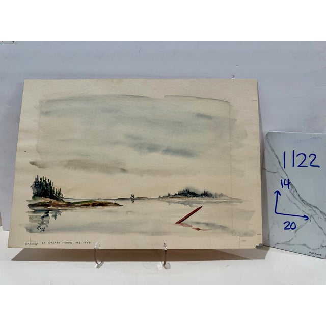 Brown Henry Emil Salloch Original Watercolor on Paper Channel at Chatto Island, Me. 1954. For Sale - Image 8 of 8