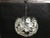 A chrome ball-shaped ceiling lamp with 3 E14 light points Made of 45 pieces of acrylic flower parts 5 pieces of crystal...