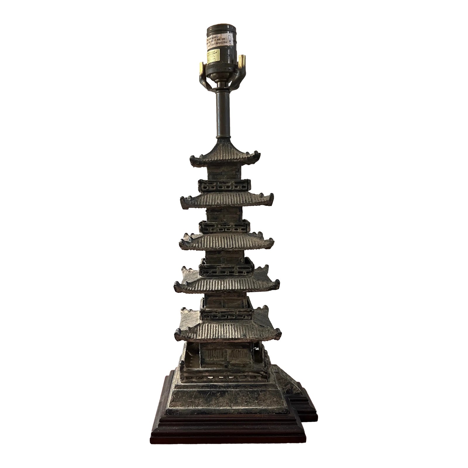Vintage Japanese Cast Iron Pagoda Lamp | Chairish