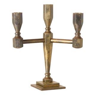 1970s Four-Arm Brass Candelabra by Lars Bergsten for Gusums Bruk For Sale