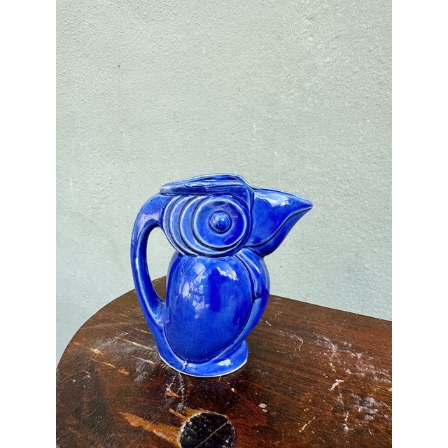 1970s Vintage 1970s Cobalt Blue Ceramic Toucan Bird Pitcher — Tropical Mid-Century Modern For Sale - Image 5 of 7