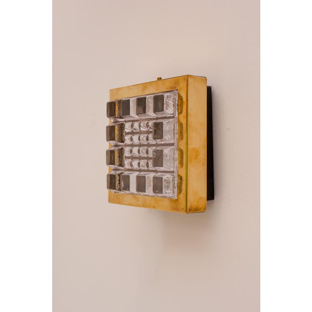 Swedish Brutalist Glass and Brass Wall Lamps from Falkenbergs Belysning, Set of 2 For Sale - Image 9 of 18