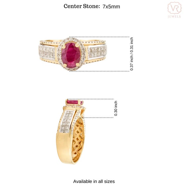 Not Yet Made - Made To Order Oval Shaped Ruby & Cluster Diamond Cocktail Ring Size 5.5 For Sale - Image 5 of 9