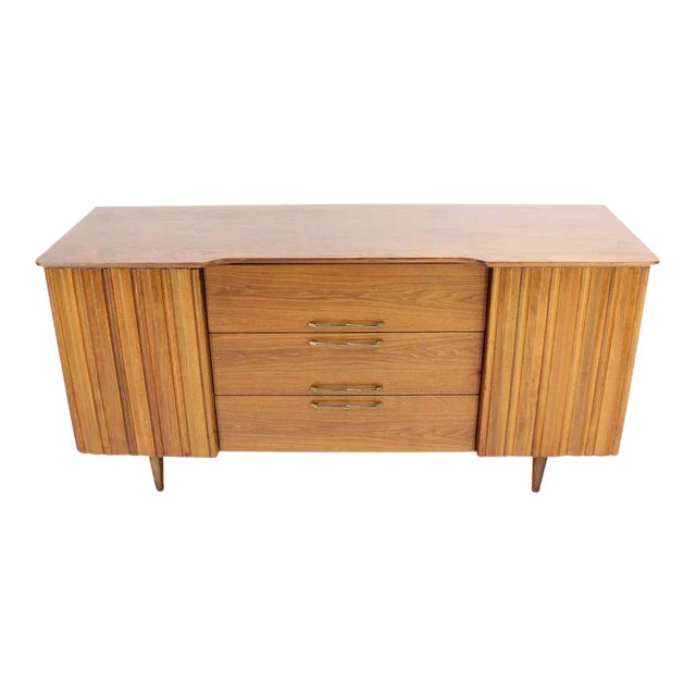Mid-Century Modern Long Walnut Dresser For Sale