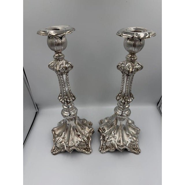 Late 19th Century Pair of Baroque Revival Silver Candlesticks With Figural Tripod Bases For Sale - Image 5 of 15