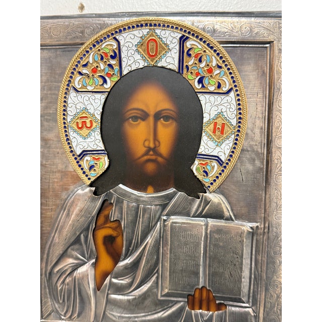 Orthodox Silver Overlaid "Ruler of All" Pantocrator For Sale - Image 9 of 12