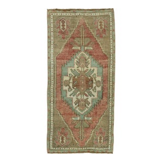 Turkish Mini Rug Oriental Hand Knotted Vintage Rug 1'5" x 3'1" #16684 For Sale