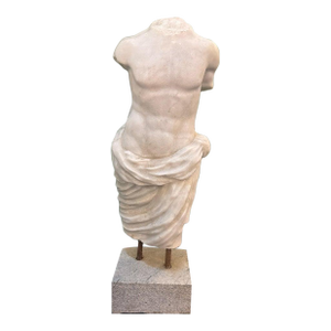 Classical Marble Male Torso Fragment on Custom Stone Base