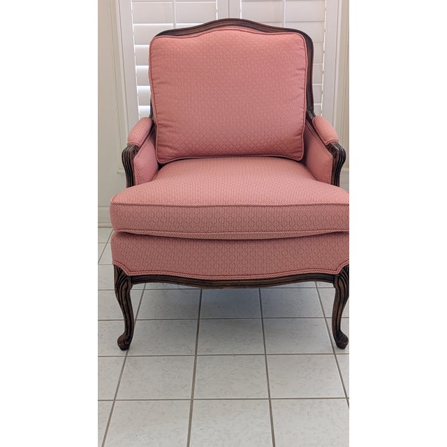 Vintage Overstuffed Arm Chair With Frenchy Cabriole Legs, Unattached Comfy Seat & Back Cushions For Sale - Image 11 of 13