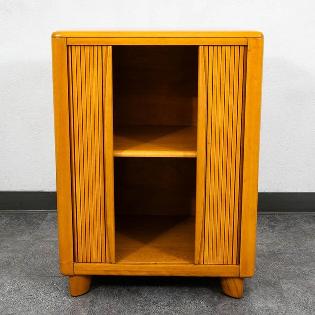 Champagne Mid Century Modern Cabinet Heywood Wakefield Tambour Utility Case Champagne, Attributed For Sale - Image 8 of 10