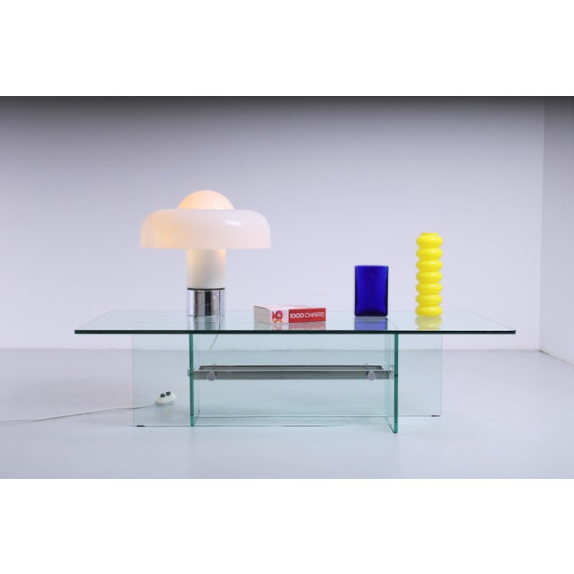 Glass Small Italian Chrome and Glass Coffee Table from Fontana Arte, 1970s For Sale - Image 7 of 15