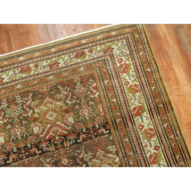 Brown Brown Room Size Antique Persian Malayer Rug For Sale - Image 8 of 10