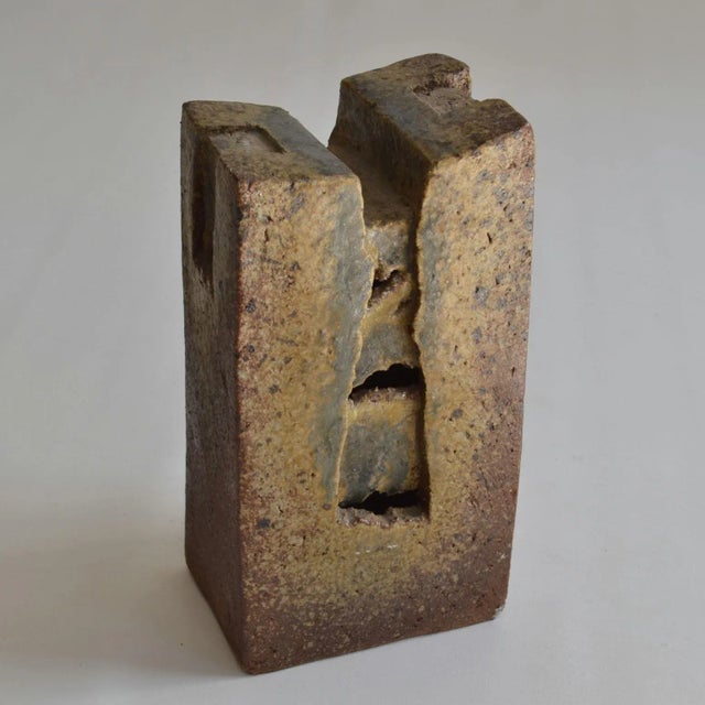 Architectural Abstract Ceramic Sculpture in Earth Tones For Sale - Image 3 of 10