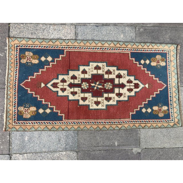 1960s Vintage Decorative Handknotted Rug- 1′10″ × 3′7″ For Sale - Image 5 of 6