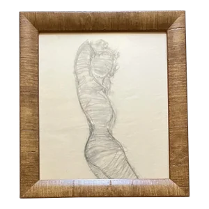 1940’s Original Abstract Expressionist Female Nude Figure Charcoal Drawing
