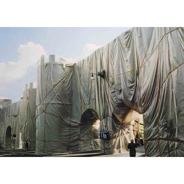 Wrapped Roman Wall is an original contemporary artwork realized by Christo. Black and white photolithograph. Hand signed...