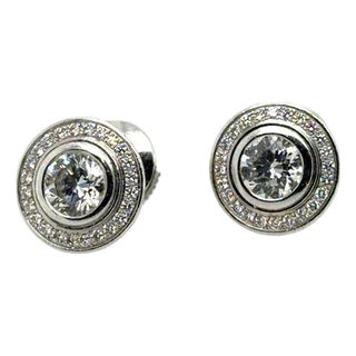 Late 20th Century French 18k DIamond Earrings, A Pair For Sale