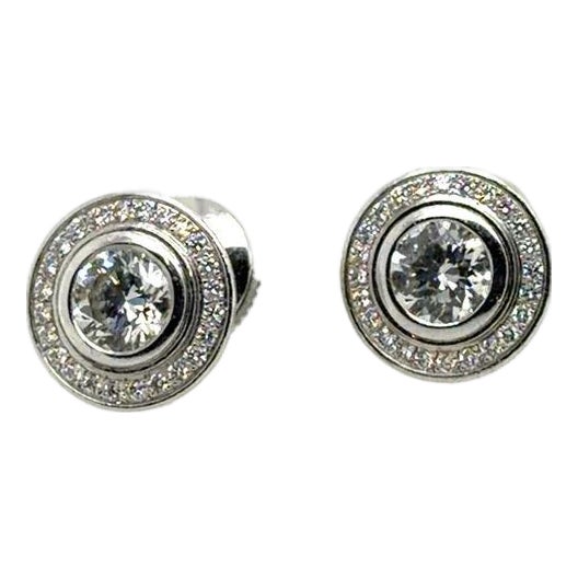 Late 20th Century French 18k DIamond Earrings, A Pair For Sale