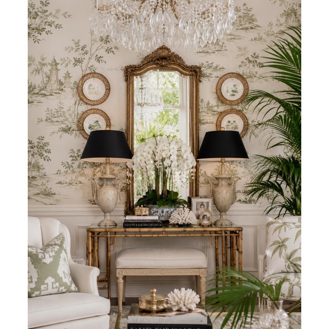 Bring timeless European elegance to your interior with this impressive pair of oversized vintage neoclassical urn-form...