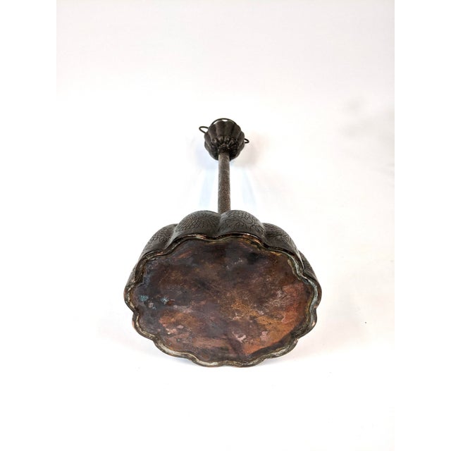 1960s Chrysanthemum Candlestick Holder in Copper For Sale - Image 4 of 5