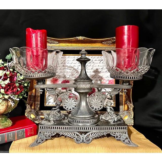 Pairpoint Silver Company Antique Pairpoint "Sweet Meat" Serving Cherub Silver Plated For Sale - Image 4 of 11