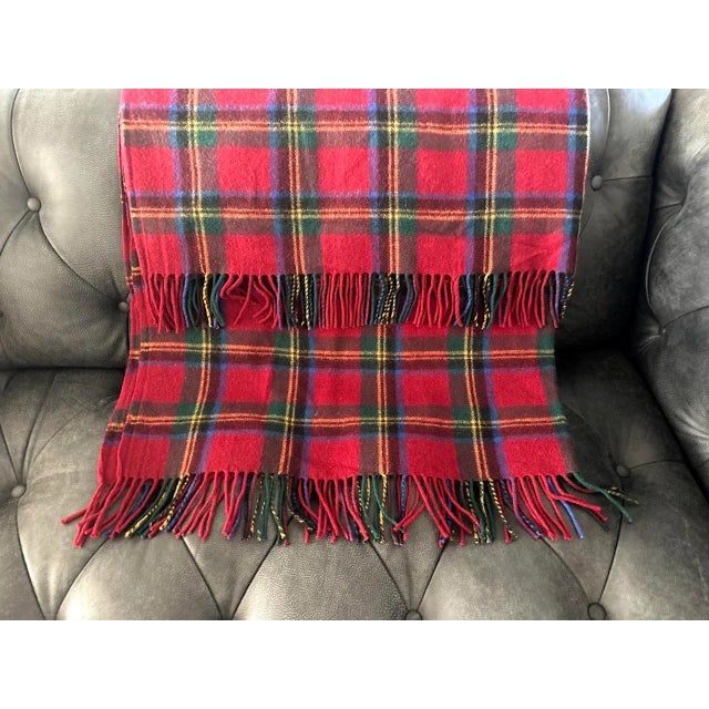 Classic Ralph Lauren plaid wool tartan throw with tassels in excellent condition. This is hard to find in this iconic red...