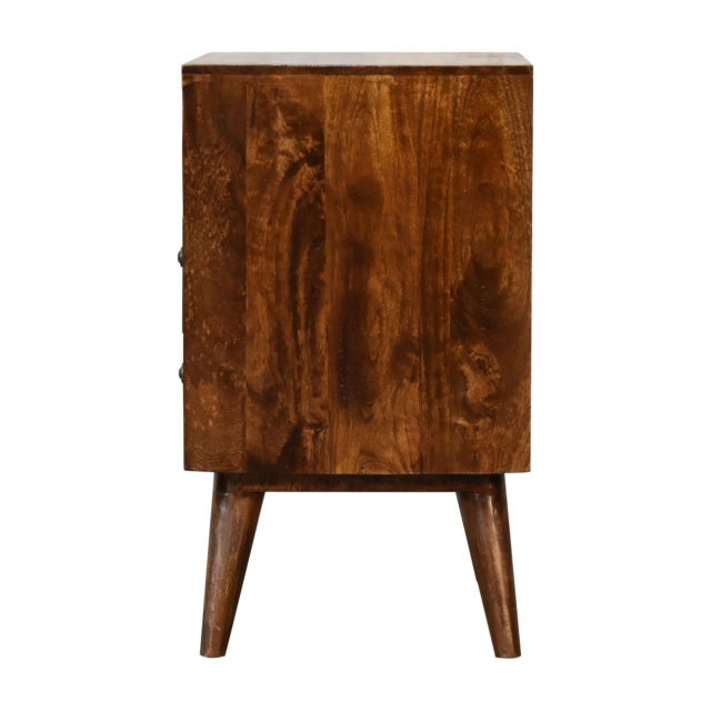 Brown Mid-Century Inspired Bedside Table With Brass Hardware For Sale - Image 8 of 8