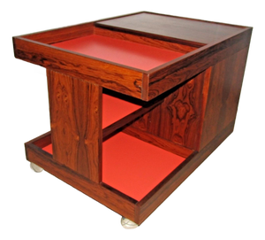 MCM Swedish Rosewood Rolling Bar Cart Cabinet by Artie Circa 1960s