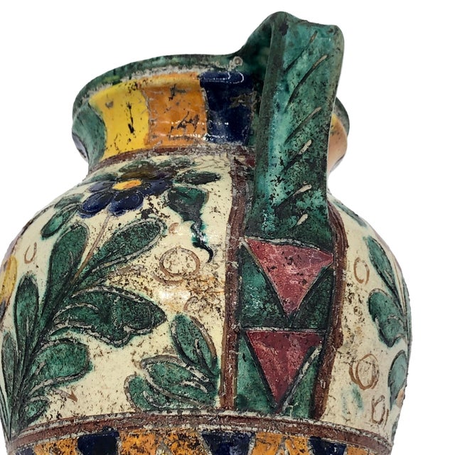 Ceramic Majolica Italy Tin Glazed Urn/Vase Art Pottery With Handles For Sale - Image 7 of 10