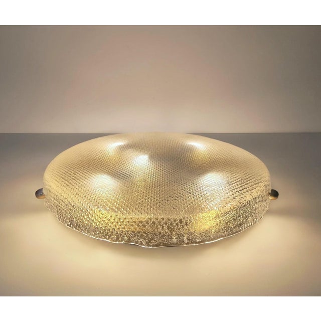 Vintage Textured Glass and Brass Flush Mount from Hillebrand Leuchten, Germany, 1970s For Sale - Image 18 of 18