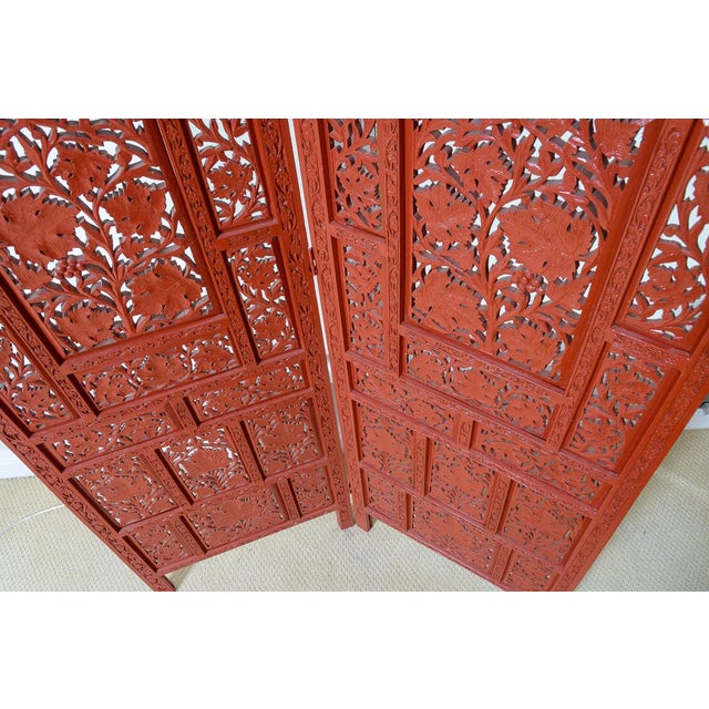 Two-Panel Mango Wood Floor Screen in a Cinnabar Color ...
