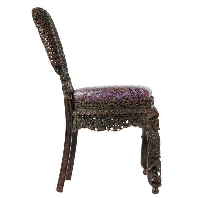 19th Century Anglo-Indian Reticulated Carved Chair For Sale - Image 4 of 9