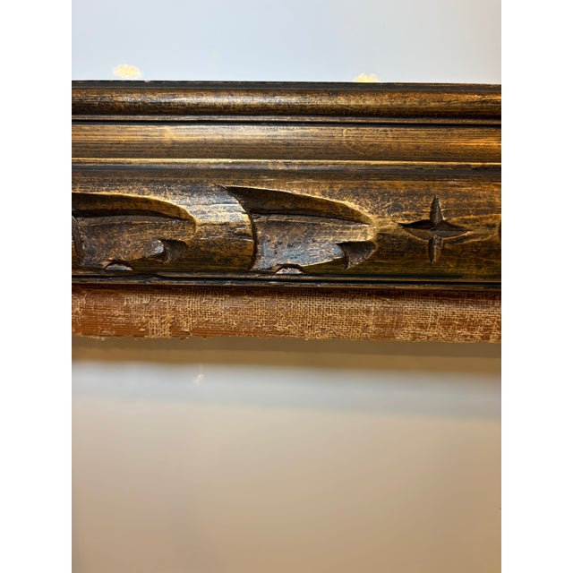 Rustic Vintage Carved Wood Picture Frame With Linen Liner For Sale - Image 3 of 18