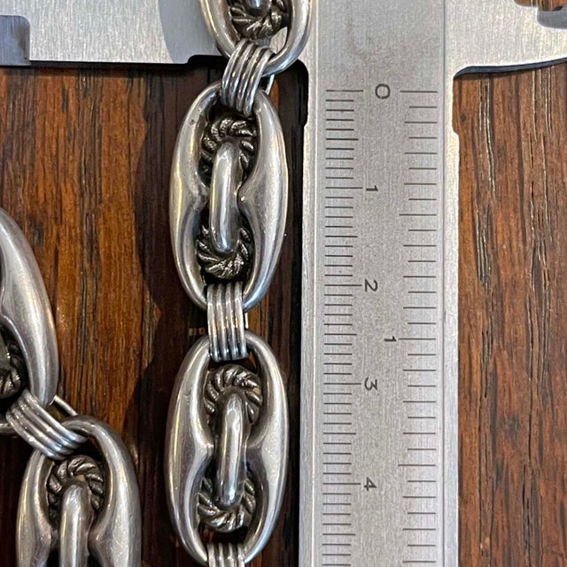 Metal Late 19th Century Antique Victorian Silver Link Collar Necklace For Sale - Image 7 of 9