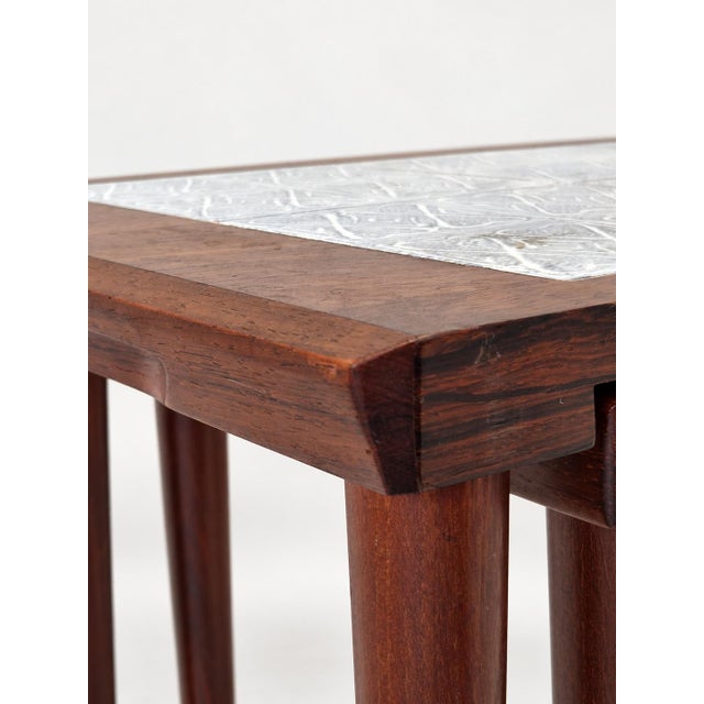 Rosewood Nesting Tables with Ceramic Tiles, Denmark, 1960s, Set of 3 For Sale - Image 17 of 18