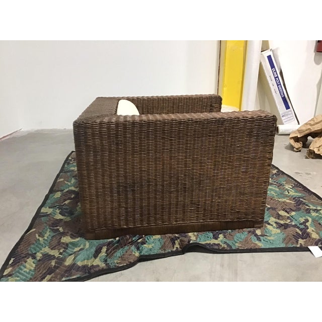 Large Scale Modernist Wicker & Mohair Lounge Chairs, Circa 1965 - Set of 2 For Sale - Image 12 of 13