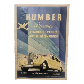 Art Deco Humber Automobile Advertising Poster, 1930s For Sale