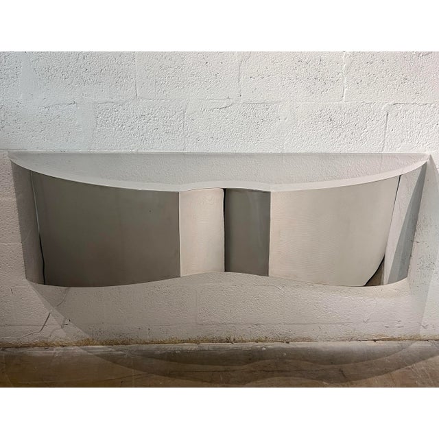 Mid-Century Custom Polished Steel and Frosted Lucite Illuminated Floating Shelf or Console For Sale - Image 13 of 13