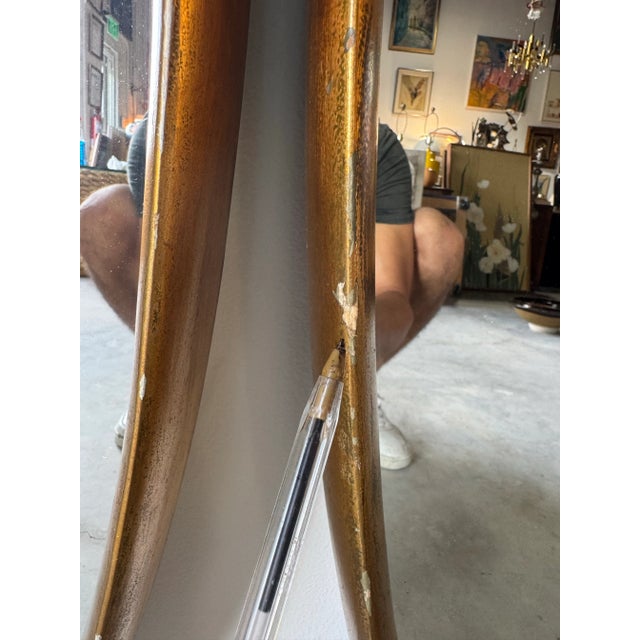 Gold 1960s Italian Hollywood Regency Gilt Wood Oval Wall Mirrors – A Pair/ Sold For Sale - Image 8 of 10