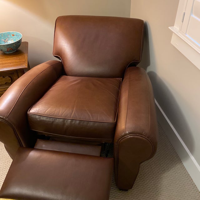 Pottery Barn Manhattan Leather Recliner Chairish