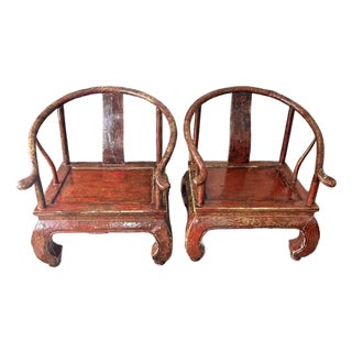Pair of 19th Century Horseshoe Chairs For Sale