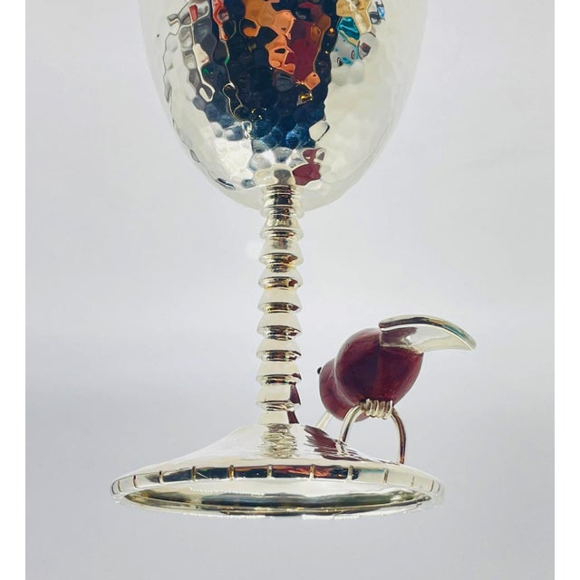 1980s Emilia Castillo Taxco Silver Plate Hummingbird Goblets, Mexican Modernism - a Pair For Sale - Image 14 of 15