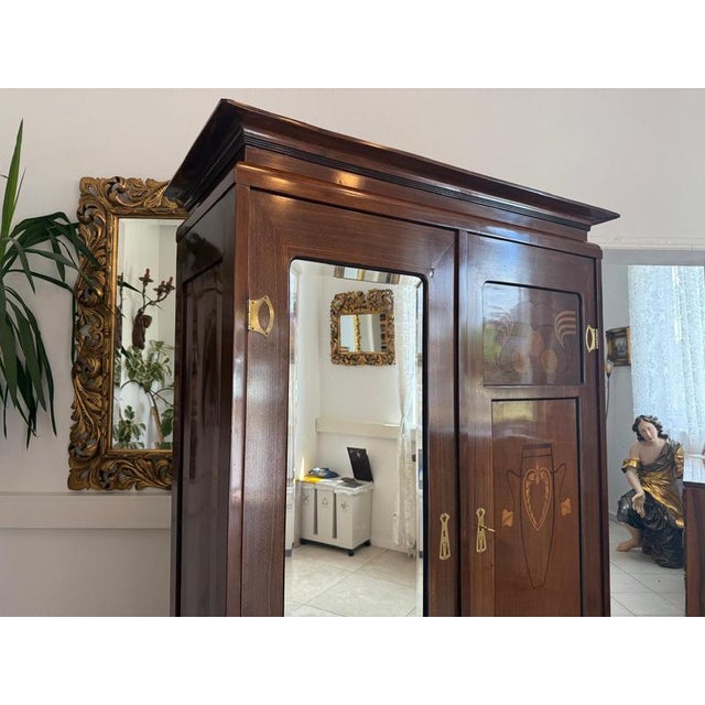 Art Nouveau Wardrobe with Mirror, 1920s For Sale - Image 12 of 15