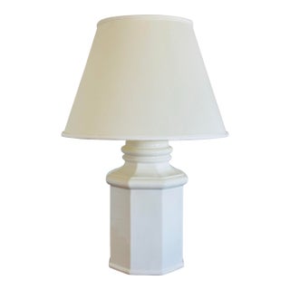 Monumental Hollywood Regency Chinoiserie Style White Ceramic Lamp For Sale